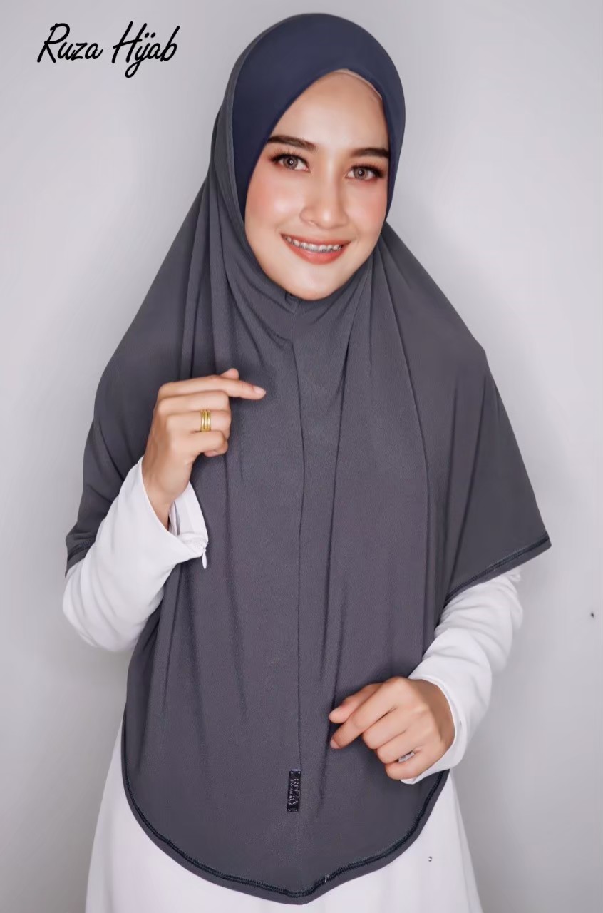 Hijabฮิญาบผ้าคลุมหัวมุสลิมแแบบสวมสำเร็จธรรมดาทรงหน้าScubaเนื้อผ้านิ่มใส่สบายไม่ต้องรีดไซซ์ XL