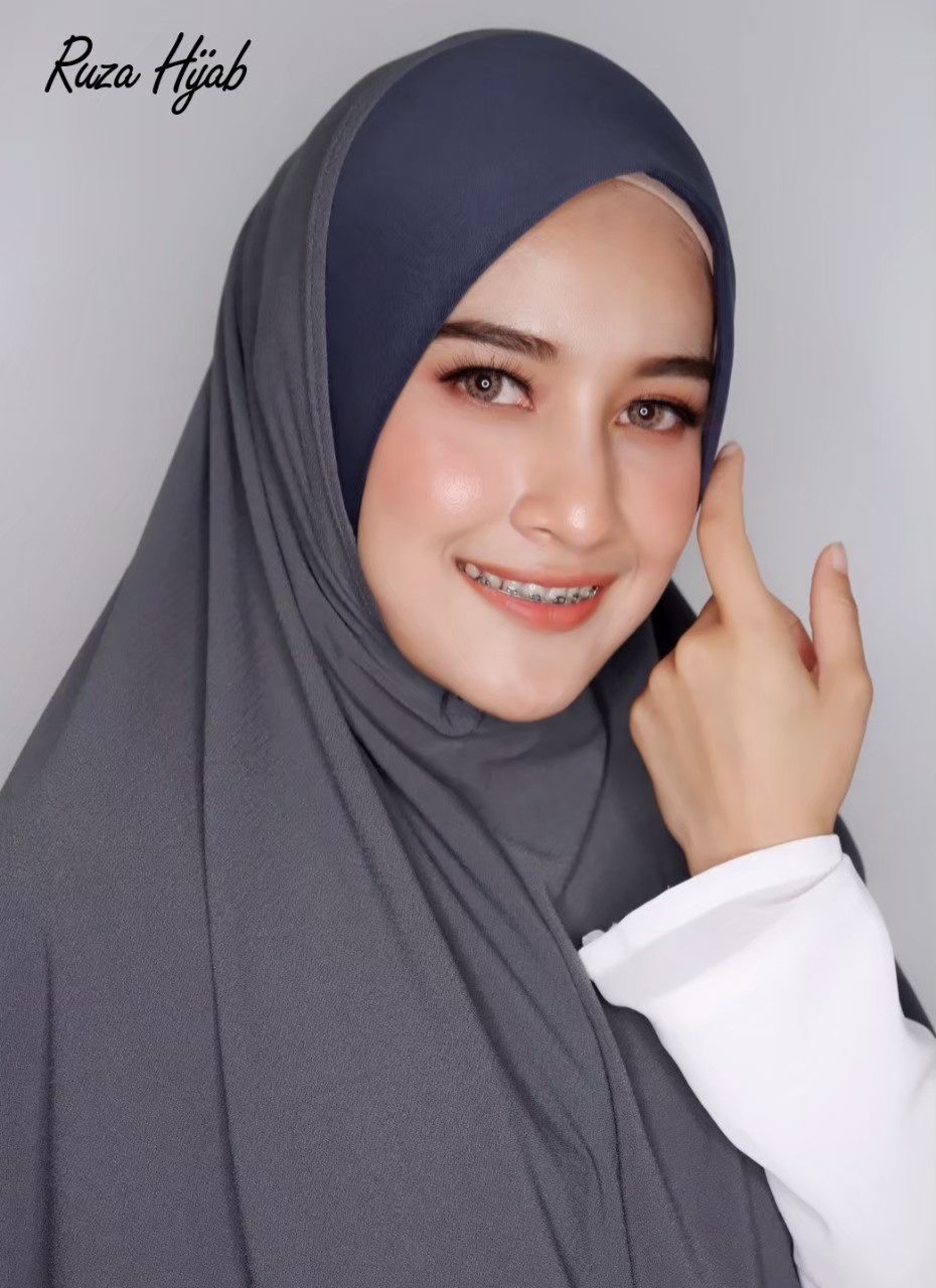 Hijabฮิญาบผ้าคลุมหัวมุสลิมแแบบสวมสำเร็จธรรมดาทรงหน้าScubaเนื้อผ้านิ่มใส่สบายไม่ต้องรีดไซซ์ XL