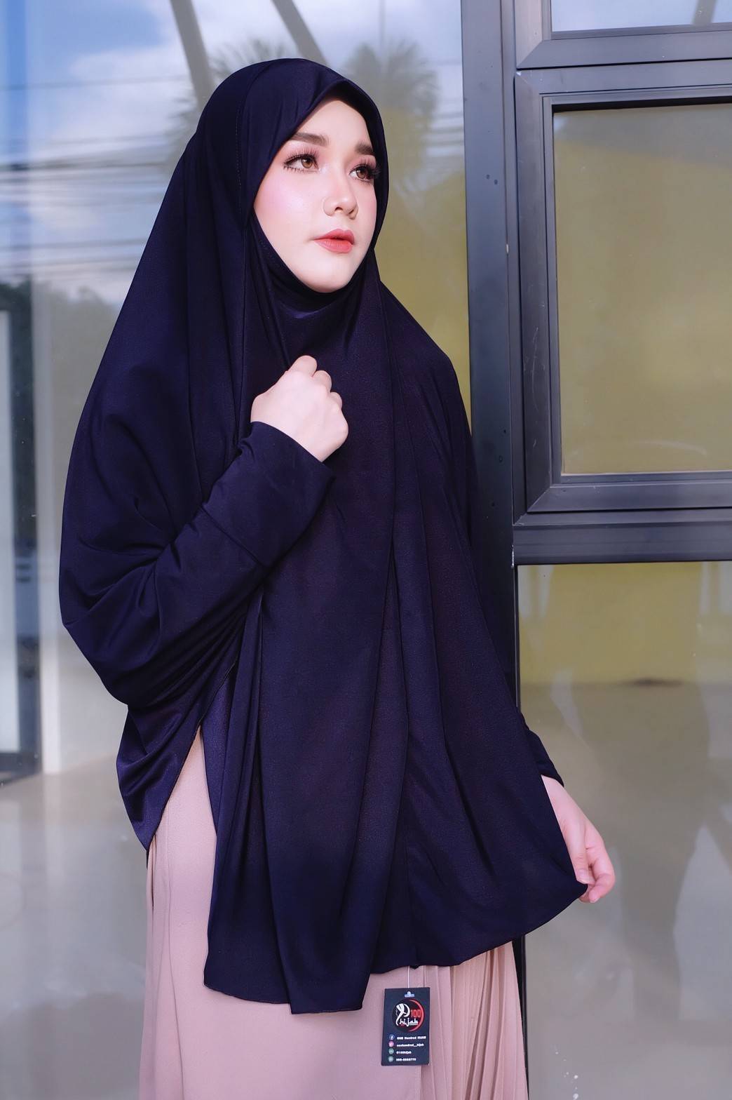 hijab ฮิญาบผรั่งเศสมีแขน รุ่นนี้สะดวกมากๆใส่ง่ายใส่สวยดูดี เปิด-ปิดหน้าได้ มีแขนในตัวผ้าคริสตัลเกรดA ใส่สบายไม่ร้อน