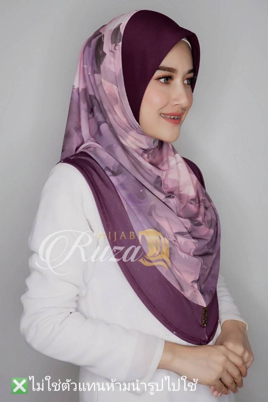 hijab ฮิญาบ  รุ่น งานสวมผ้าลายในตัว