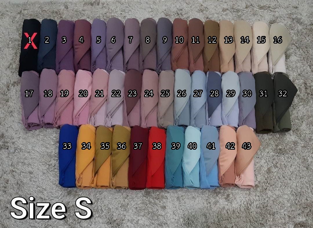 hijab สวมสำเร็จธรรมดาสีพื้น งานแบรนด์ เนื้อผ้าผ้า Moss crepe ผ้านิ่มใส่สบายไม่ต้องรีด ทรงหน้า Scuba ไซซ์S