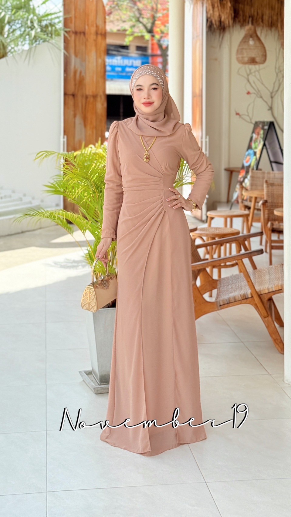 Dress ชุดเดรสรุ่นจินนี่ชีฟอง เดรสมุสลิม ชุดอิสลามหญิง เดรสผ้าชีฟอง เดรสสวยๆใส่ออกงาน ใส่รายอ ใส่นิกะห์ เดรสพร้อมส่ง