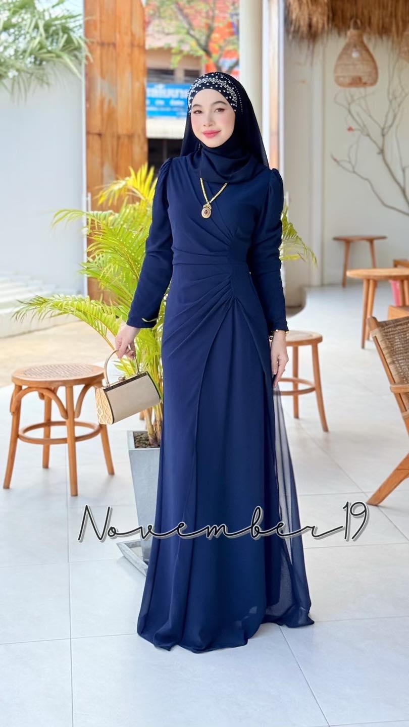 Dress ชุดเดรสรุ่นจินนี่ชีฟอง เดรสมุสลิม ชุดอิสลามหญิง เดรสผ้าชีฟอง เดรสสวยๆใส่ออกงาน ใส่รายอ ใส่นิกะห์ เดรสพร้อมส่ง