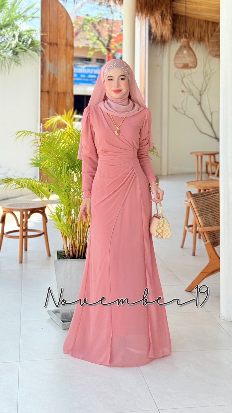 Dress ชุดเดรสรุ่นจินนี่ชีฟอง เดรสมุสลิม ชุดอิสลามหญิง เดรสผ้าชีฟอง เดรสสวยๆใส่ออกงาน ใส่รายอ ใส่นิกะห์ เดรสพร้อมส่ง