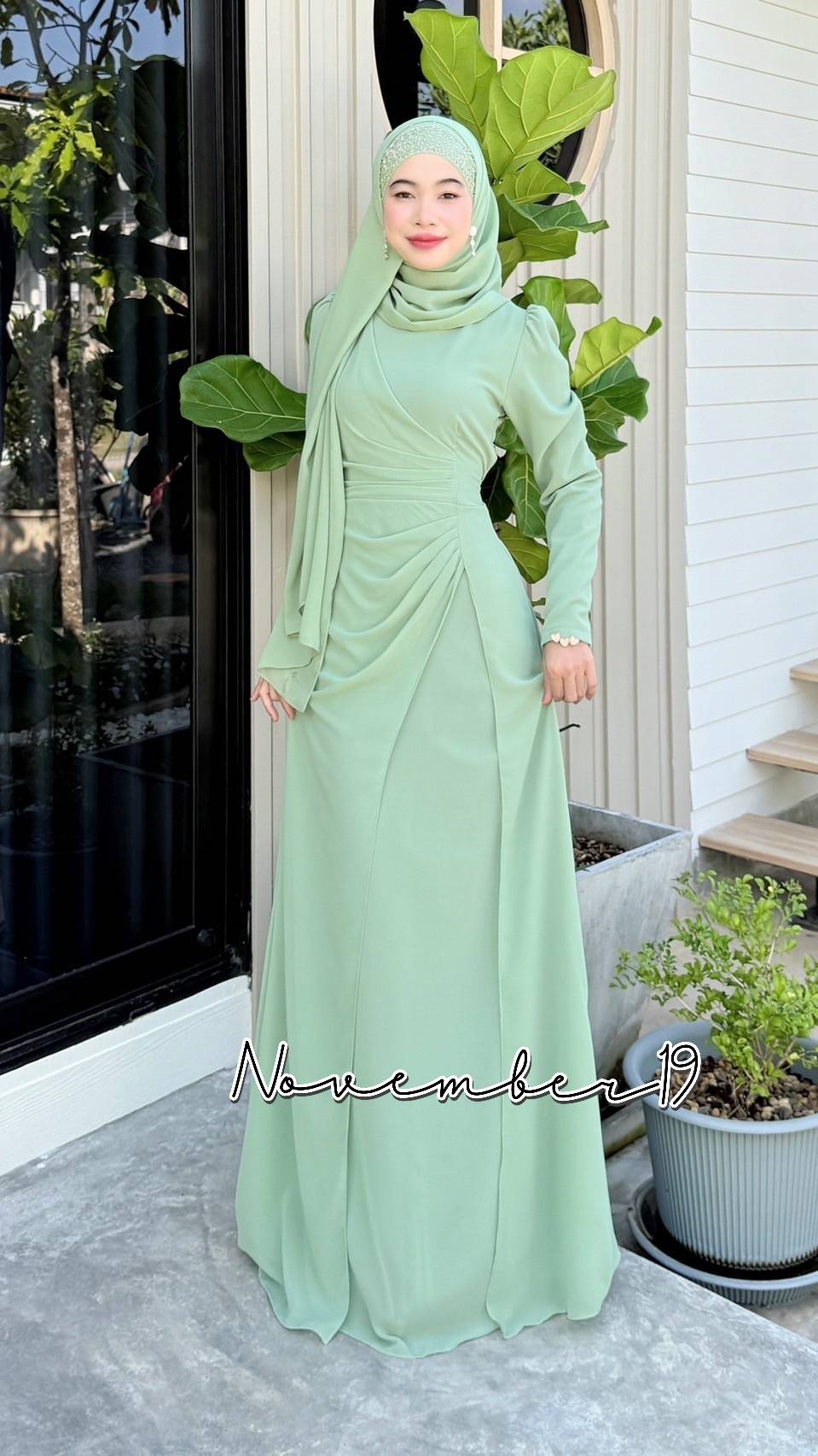 Dress ชุดเดรสรุ่นจินนี่ชีฟอง เดรสมุสลิม ชุดอิสลามหญิง เดรสผ้าชีฟอง เดรสสวยๆใส่ออกงาน ใส่รายอ ใส่นิกะห์ เดรสพร้อมส่ง