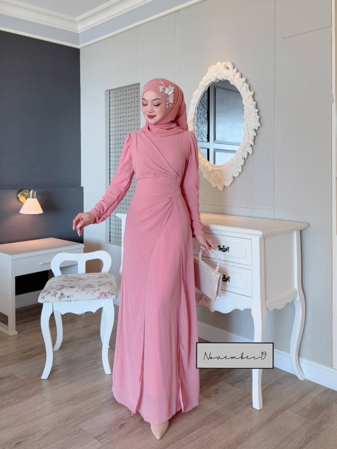 Dress ชุดเดรสรุ่นจินนี่ชีฟอง เดรสมุสลิม ชุดอิสลามหญิง เดรสผ้าชีฟอง เดรสสวยๆใส่ออกงาน ใส่รายอ ใส่นิกะห์ เดรสพร้อมส่ง