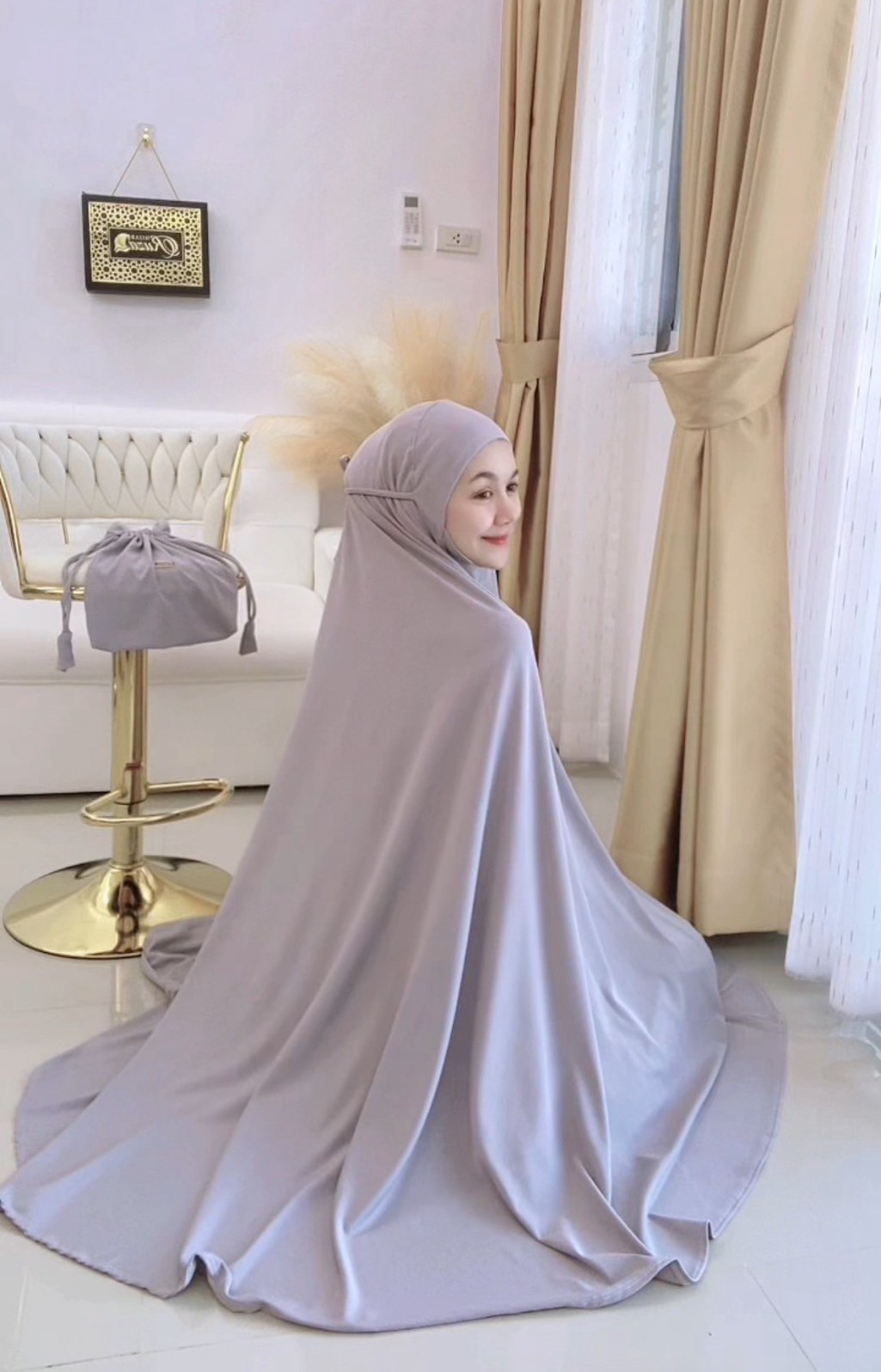 Talakong ตะละกงพกพา ชุดละหมาดนำเข้าราคาถูก ผ้าละหมาดพร้อมส่ง รุ่นTELEKUNG DHALIA