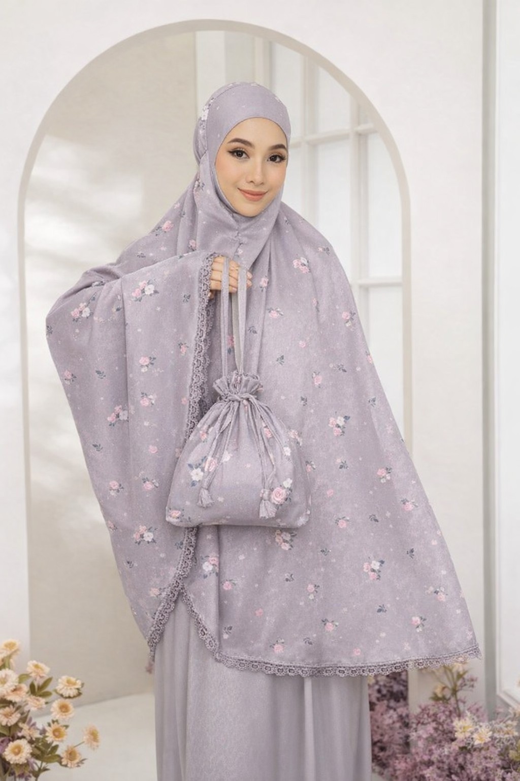 ตะละกงพกพา ชุดละหมาดราคาถูก เนื้อผ้าซาตินผ้าลื่นเย็นใส่สบายไม่ร้อน มาพร้อมกระเป๋าพกพาสีเข้าชุด พร้อมส่ง