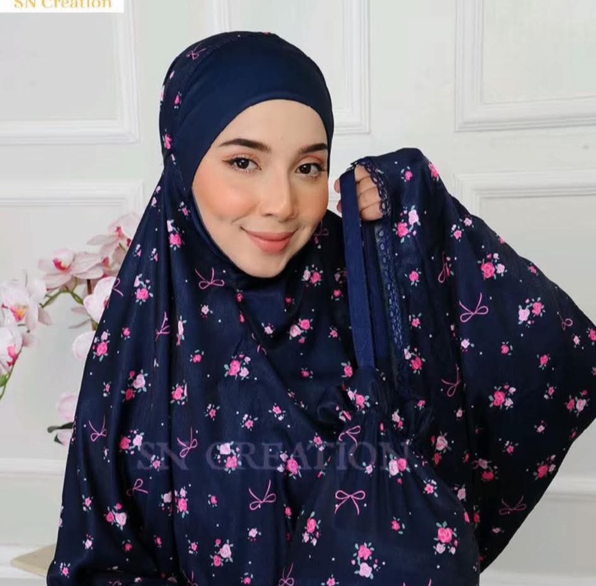 ตะละกงพกพา ชุดละหมาดราคาถูก เนื้อผ้าซาตินผ้าลื่นเย็นใส่สบายไม่ร้อน มาพร้อมกระเป๋าพกพาสีเข้าชุด พร้อมส่ง